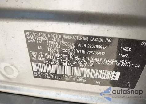 2020 Toyota Rav4 Le z USA, uszkodzony, nr VIN 2T3F1RFV0LC108554